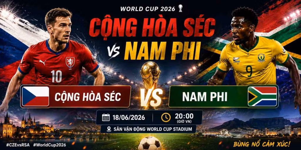 Cộng Hòa Séc vs Nam Phi 18/06