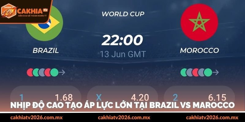 Nhịp độ cao tạo áp lực lớn tại Brazil vs Marocco 14/06