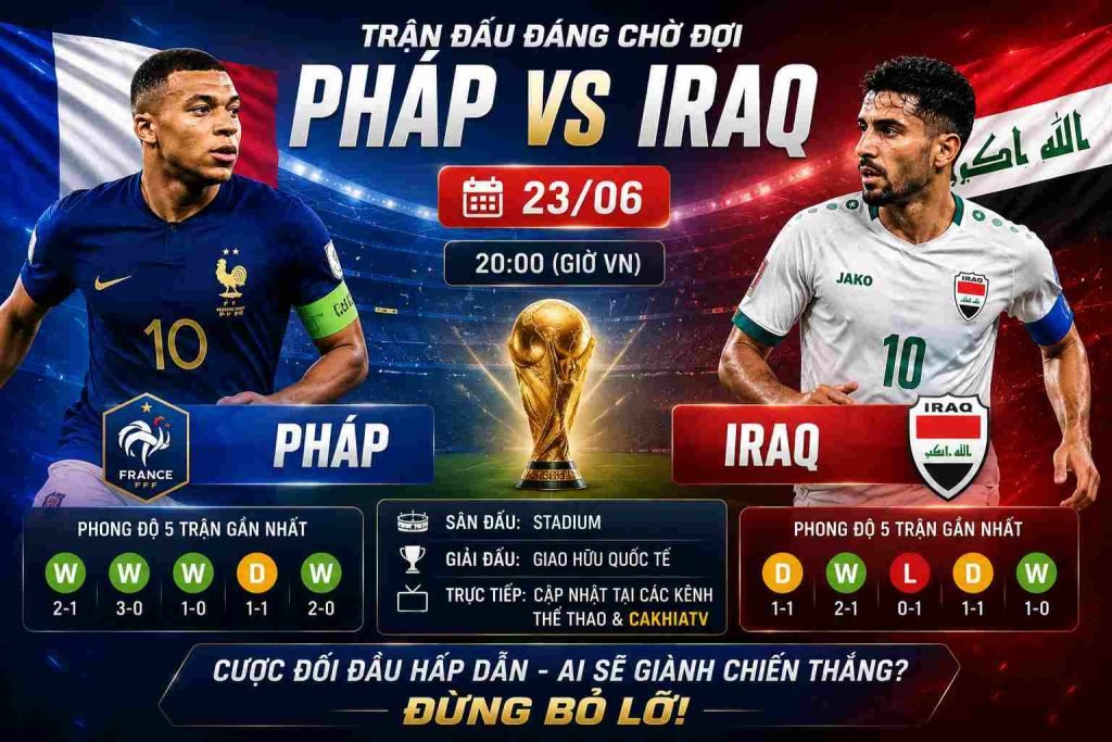 Trận đấu Pháp vs Iraq 23/06